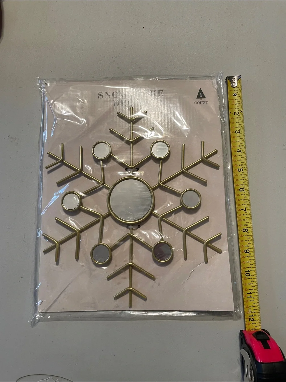Snowflake Wall Decor Mirror - Gold
